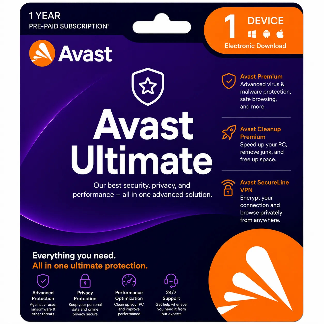 Avast Ultimate Security 1 Device 1 Year Antivirus VPN