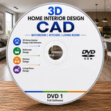 3D Home Interior Deisgn CAD Bathroom Kitchen Living Room Software DVD