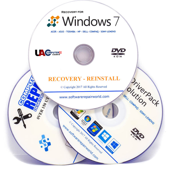 PC Laptop Repair Fix Restore Recovery DVD Bundle for Windows 7