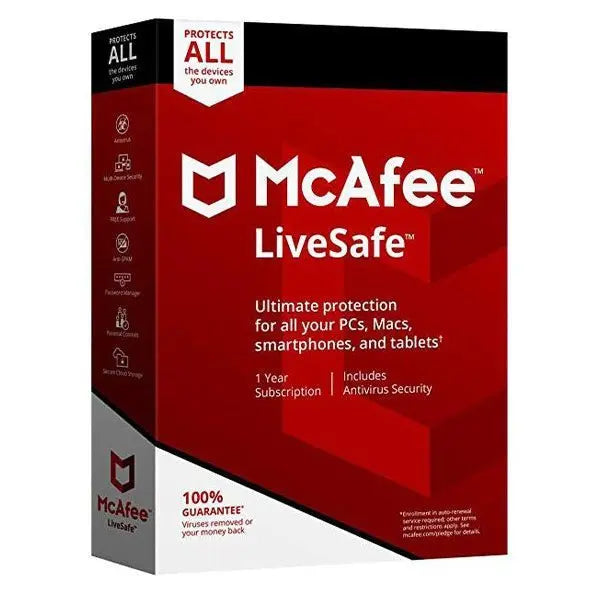 McAfee LiveSafe Unlimited Devices 1 Year - Software Repair World