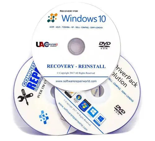 PC Laptop Recovery 3 DVD Bundle for Windows 10