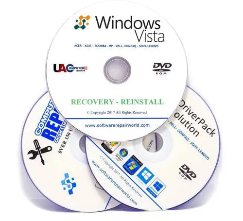 PC Laptop Recovery 3 DVD Bundle for Windows Vista - Software Repair World