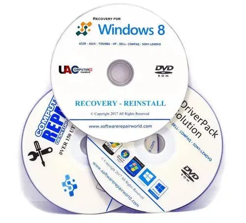 PC Laptop Repair Restore Recovery 3 DVD Bundle for Windows 8
